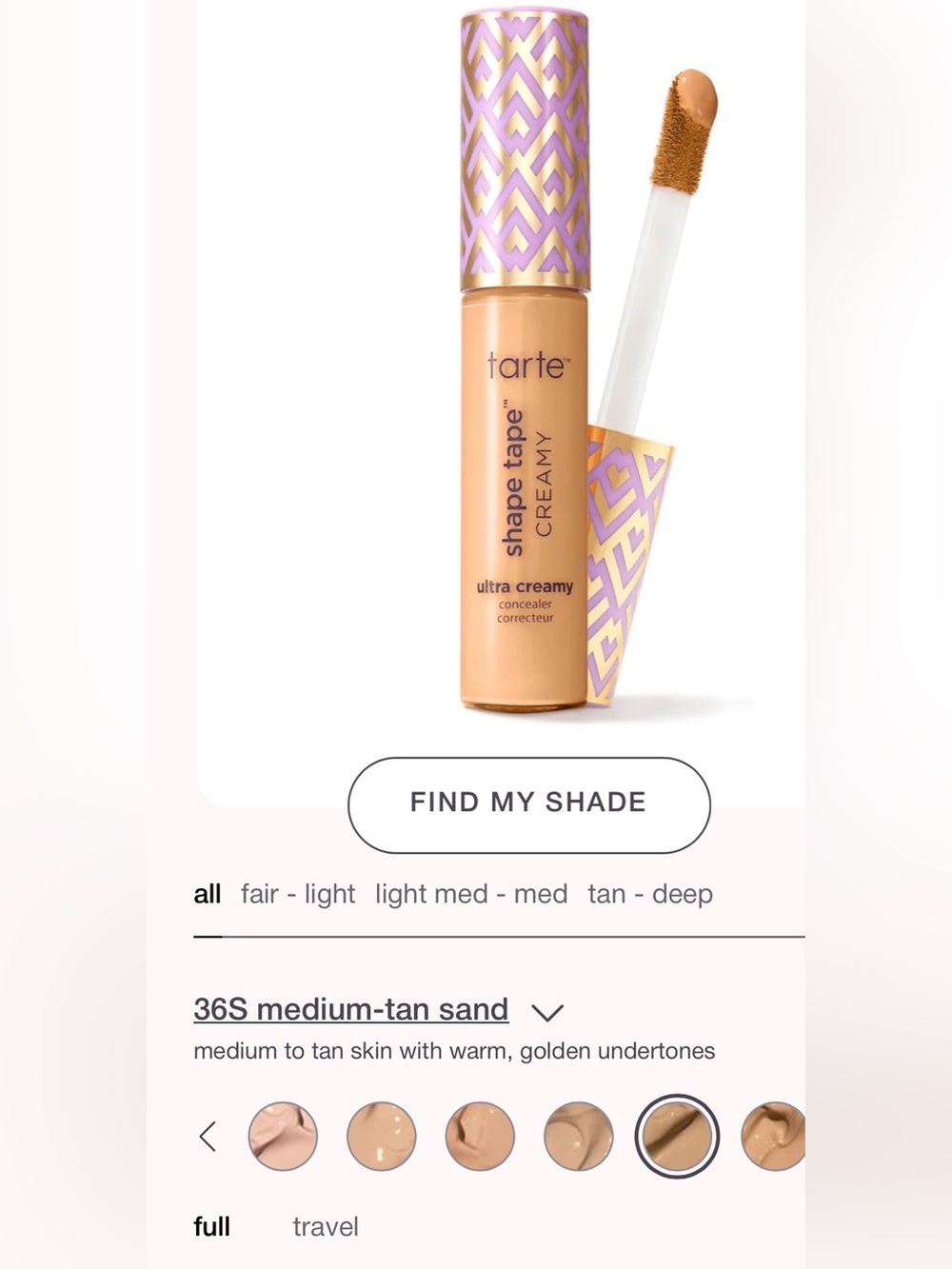 tarte Shape Tape Creamy Concealer — Medium-Tan Sand, Purple & Gold Cap